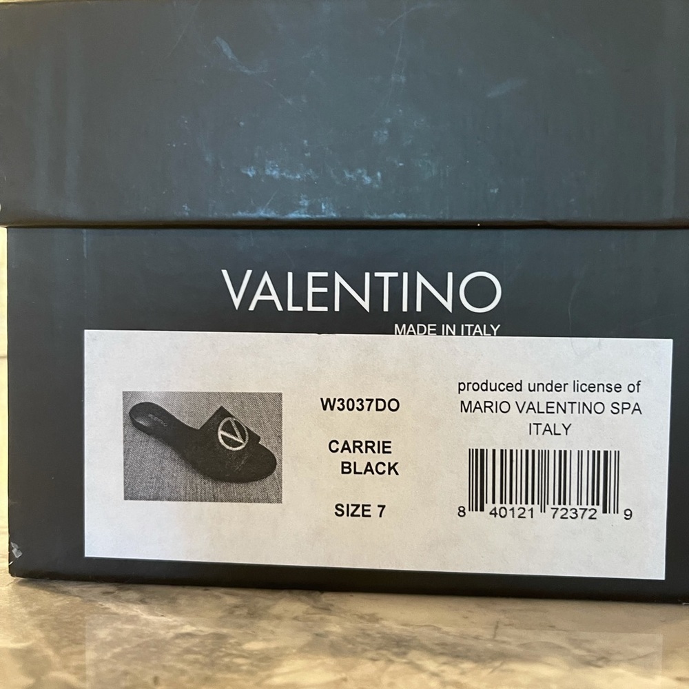 Valentino by Mario Valentino Carrie Dollaro V-Logo Leather Slides